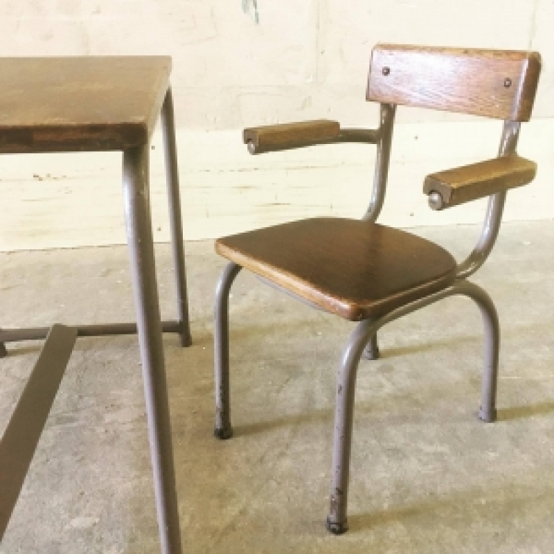 Vintage design industrieel Tubax kindertafeltje met stoel nr 186